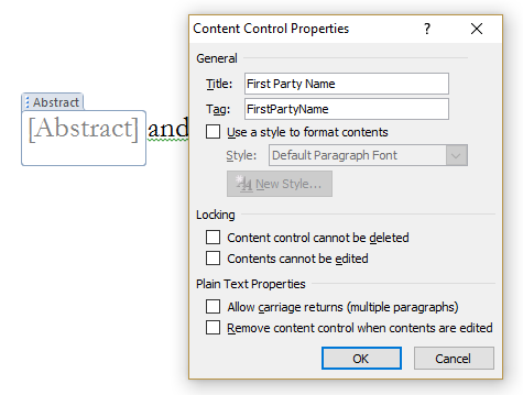 content control in word for mac